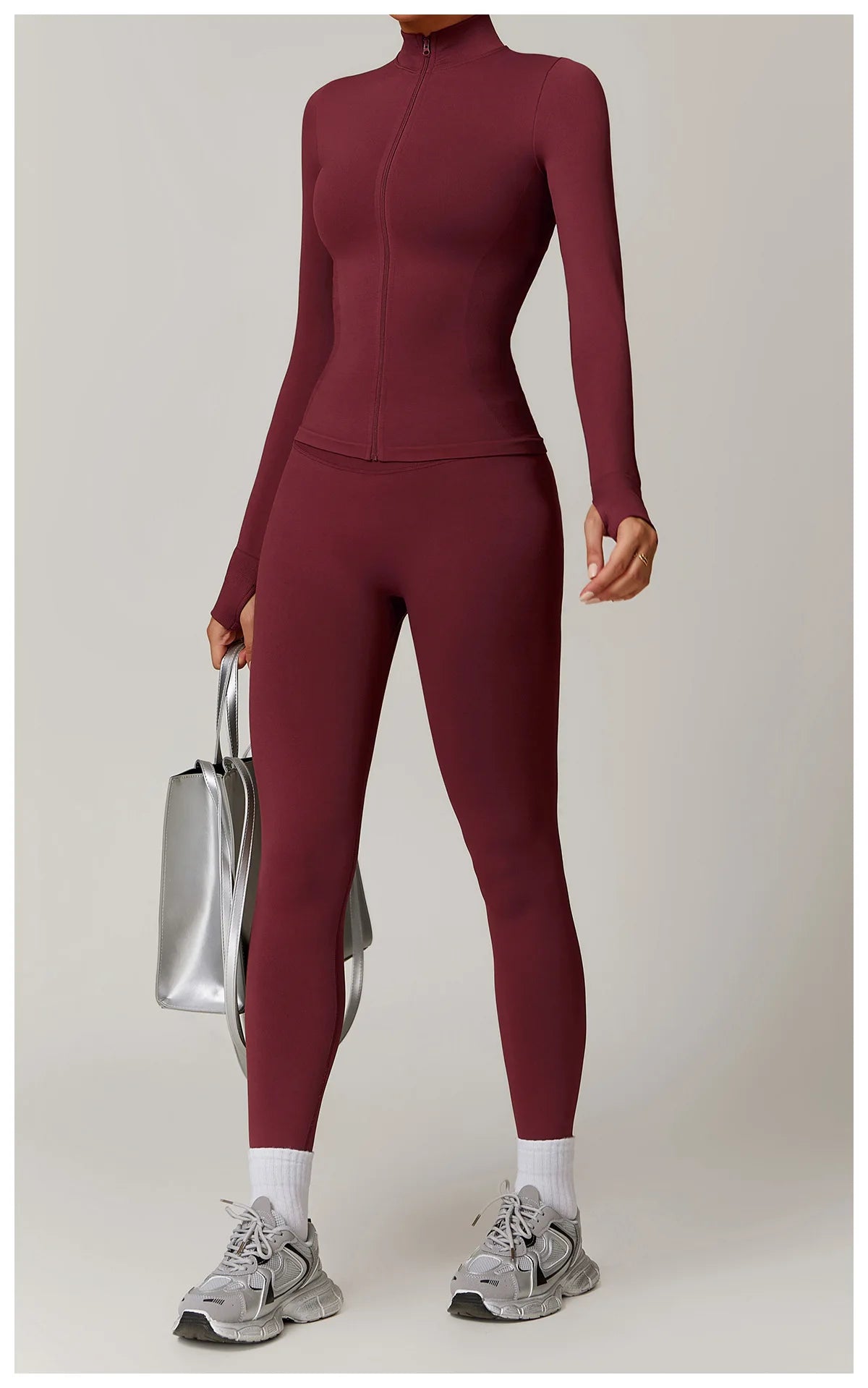 Women Zipper Yoga Long Sleeve Seamless Crop Tops Female Gym Jacket Yoga T-shirts Solid Sports Top Running Workout Athletic Wear
