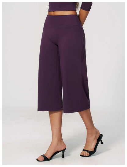 Summer Sports Pants Women Capri Pants Wide Leg Yoga Cropped High Waist Workout Seven Pant Female Running Legging Fitness Shorts