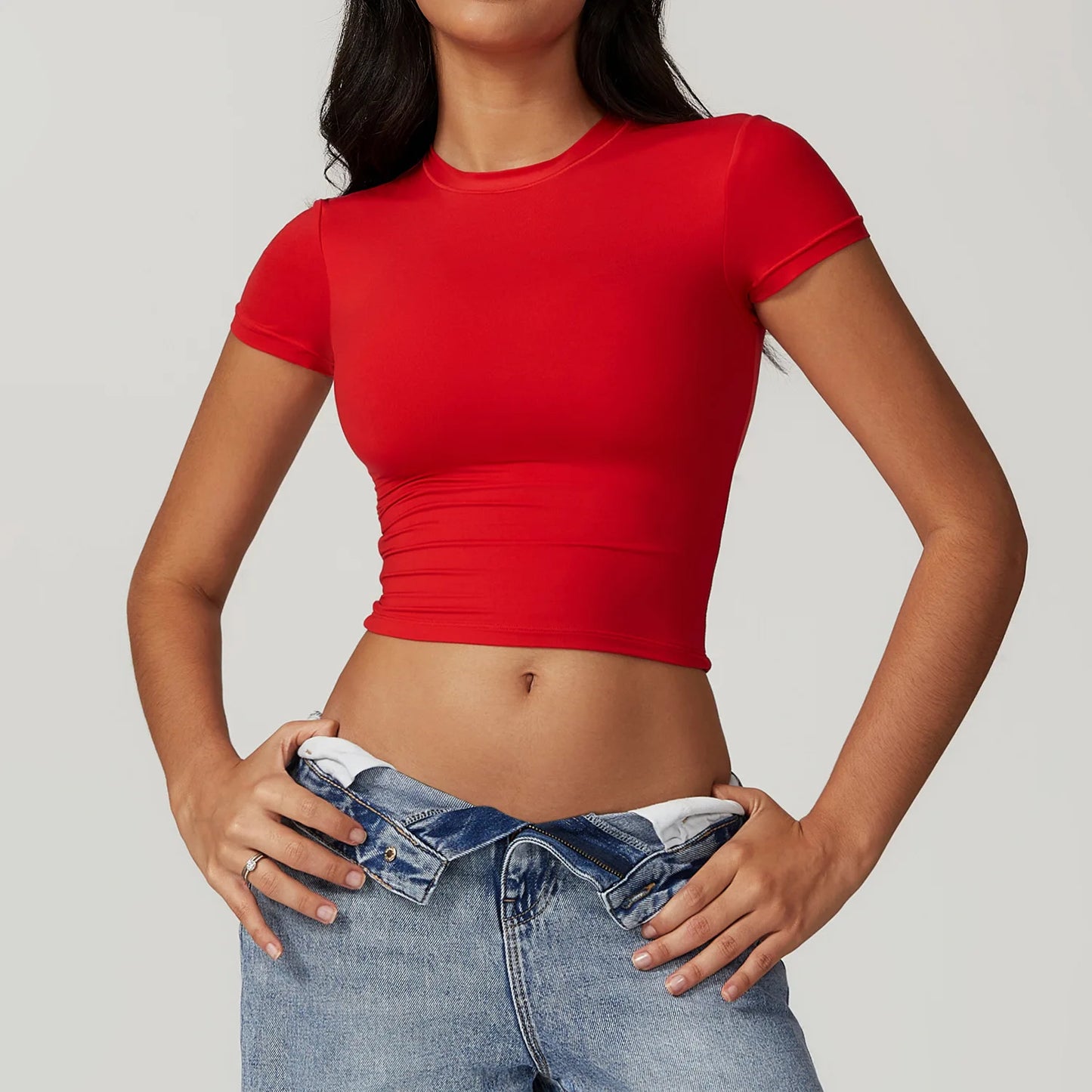 Summer Gym Crop Tops Women Yoga T-shirts Fitness Short Sleeved Workout Shirts Gym Sports Shirts Female Running Active Yoga Wea