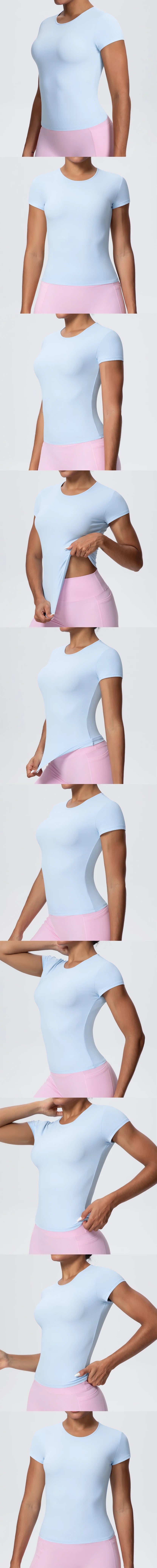 Best Selling New Models Yoga T-Short Sleeve Athletic Yoga Running Sexy Summer Gym Workout Quick Dry Stretchy Tees Tops Baselayer