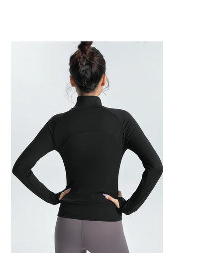New Women's Slim Fit Lightweight Jackets Women's Full Zip-up Yoga Sports Running Jacket with Thumb Holes for Workout