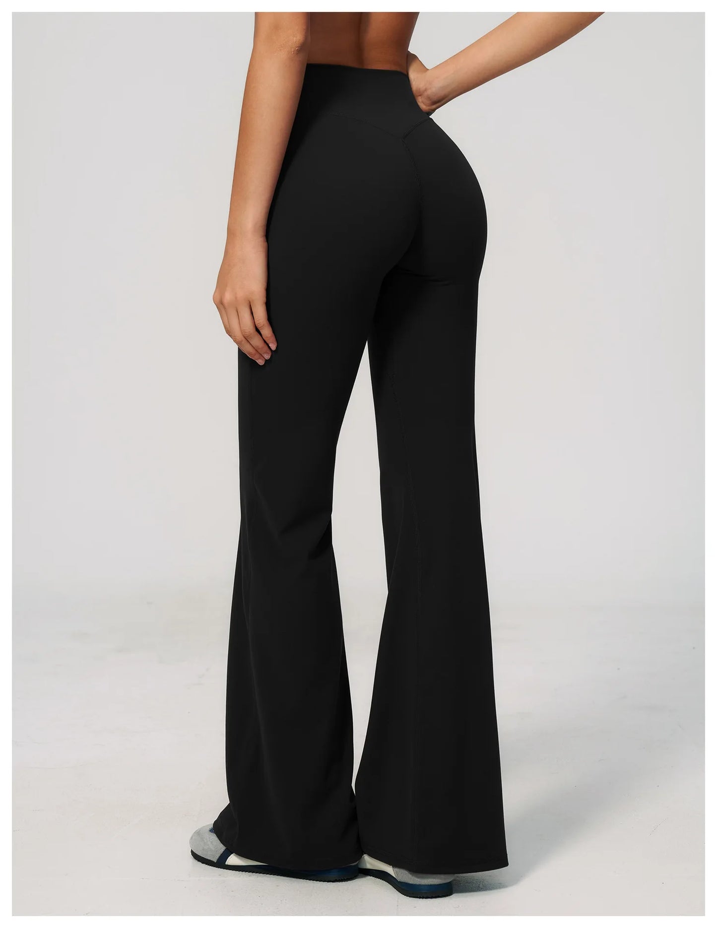 Summer Solid Color Flared Pants Women Breathable Yoga Pants High Waist Butt Lift Sports Pants Scrunch Butt Flared Trousers