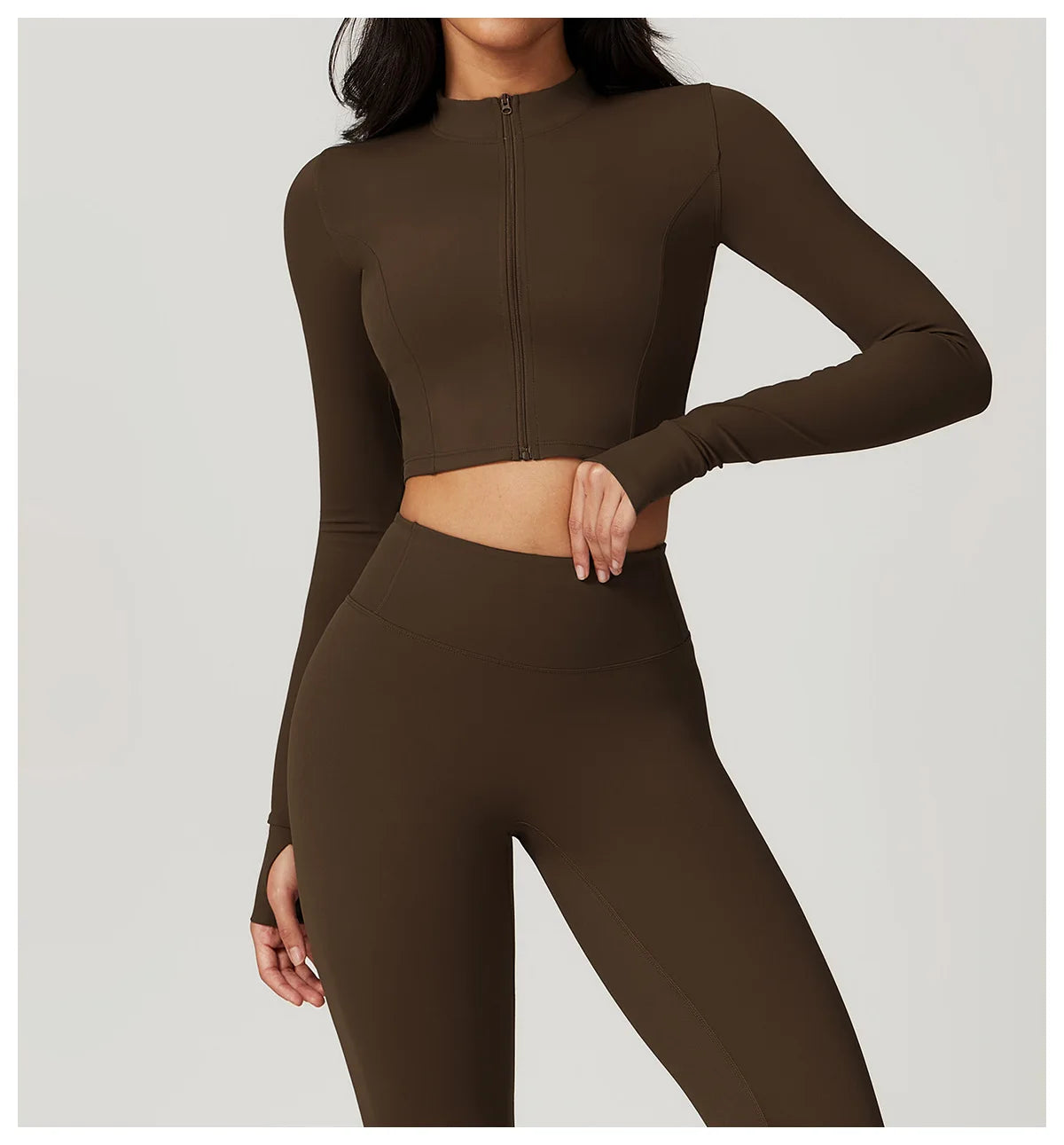 Zipper Cardigan Stand Up Collar Jacket Outdoor Sports Long Sleeved Women Slim Yoga Clothes Quick Dry Running Fitness Jacket Top