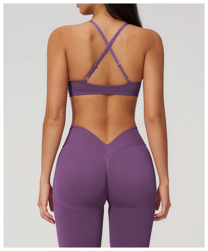 Summer Seamless Yoga Bra Women Fitness Workout Top Cross Back Strap Sports Underwear Female Breathable Running Cycling Gym Top