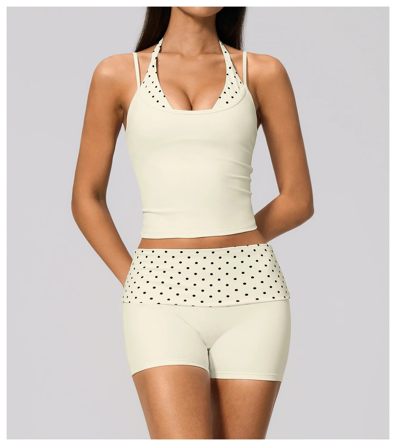 Polka Dot Yoga Tank Top Shockproof Striped Fitness Bra Gym Workout Vest Breathable Sport Top Halter Beautiful Back Sport Vest