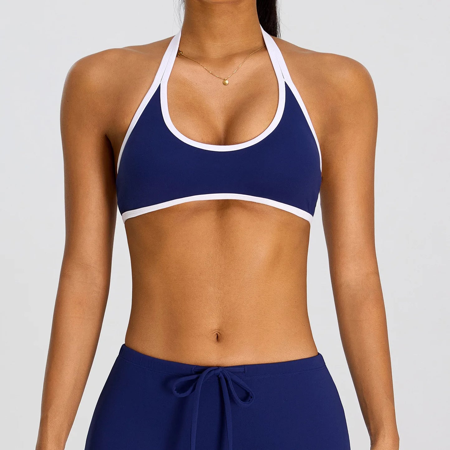 Summer Halter Yoga Bra Women Color Blocking Sports Underwear Gym Top Shockproof Fitness Push Up Workout Sports Bra Yoga Crop Top