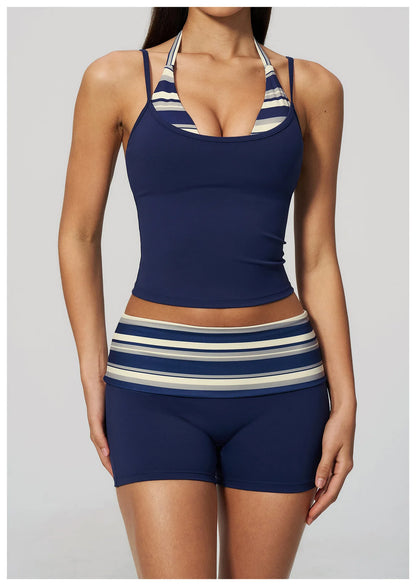 Polka Dot Yoga Tank Top Shockproof Striped Fitness Bra Gym Workout Vest Breathable Sport Top Halter Beautiful Back Sport Vest