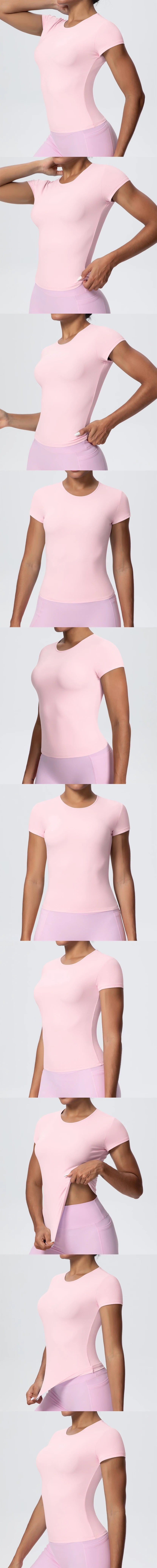 Best Selling New Models Yoga T-Short Sleeve Athletic Yoga Running Sexy Summer Gym Workout Quick Dry Stretchy Tees Tops Baselayer