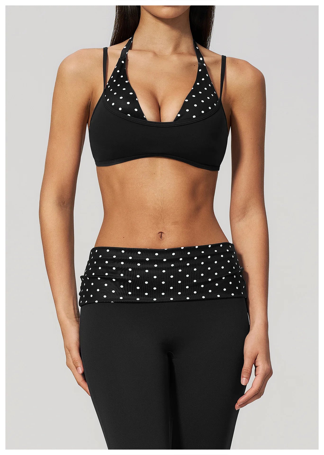 Women's Striped Yoga Bra Breathable Sports Underwear Shockproof Workout Top Sexy Polka Dot Bra Beautiful Back Sports Yoga Top
