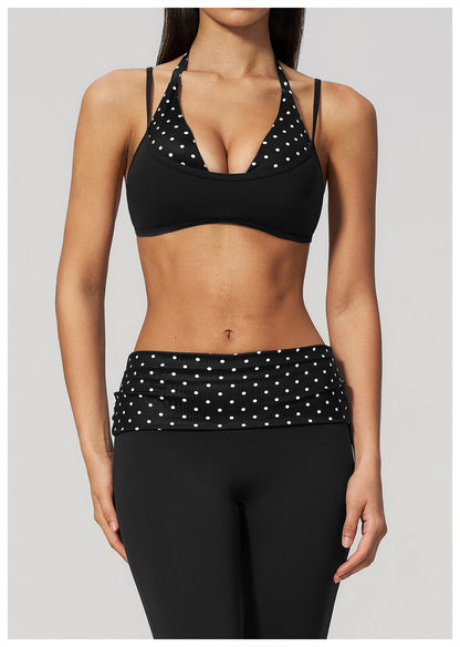 Women's Striped Yoga Bra Breathable Sports Underwear Shockproof Workout Top Sexy Polka Dot Bra Beautiful Back Sports Yoga Top