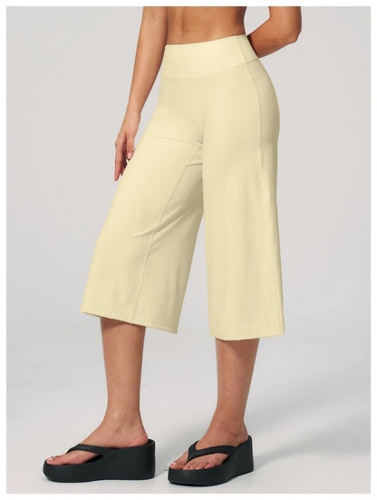 Summer Sports Pants Women Capri Pants Wide Leg Yoga Cropped High Waist Workout Seven Pant Female Running Legging Fitness Shorts
