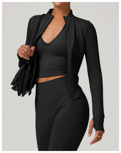 New Zipper Sports Top Women Gym Long Sleeve for Fitness Seamless Coat  Clothing Running Workout Tights Gym Tops Yoga Shirts
