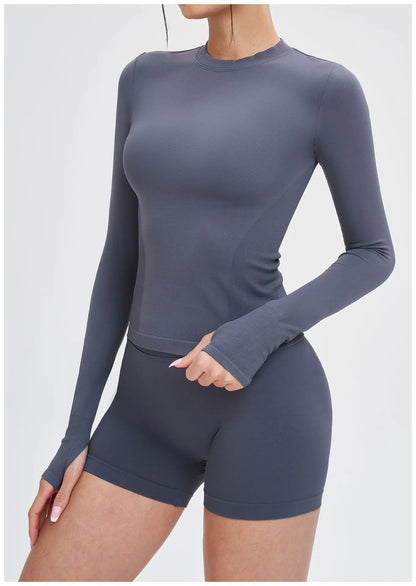 Seamless Women Yoga Top Sport Long Sleeves Breathable Fitness Clothes Short Sleeve Yoga Shirt Gym Top Running Active Wear Sports