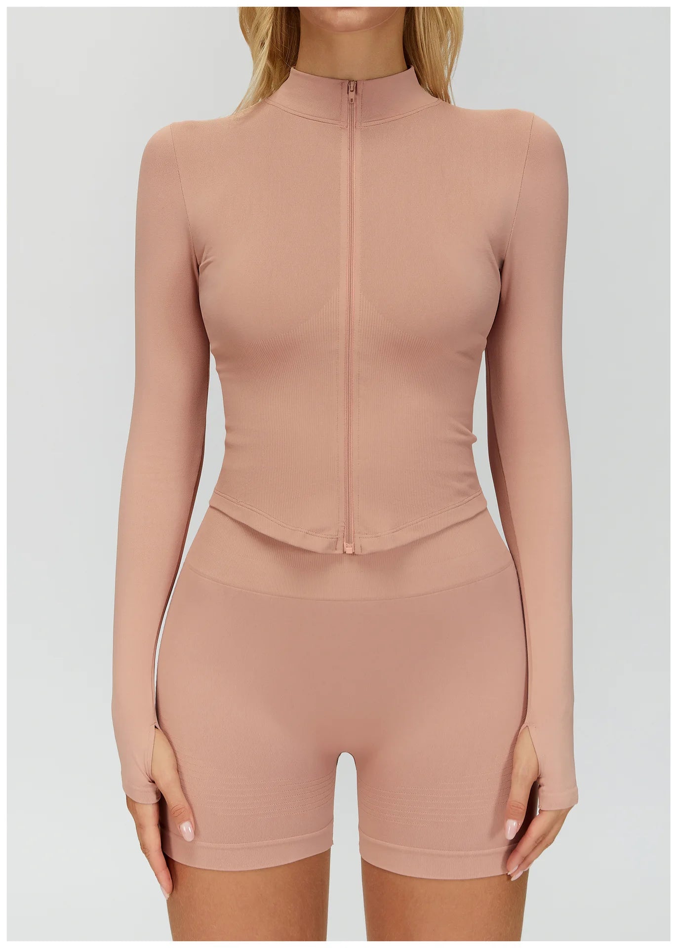 Outdoor Sports Long Sleeved Women's Slim Yoga Quick Dry Tight Fitting Quick Drying Stand Up Collar Jacket Running Fitness Jacket