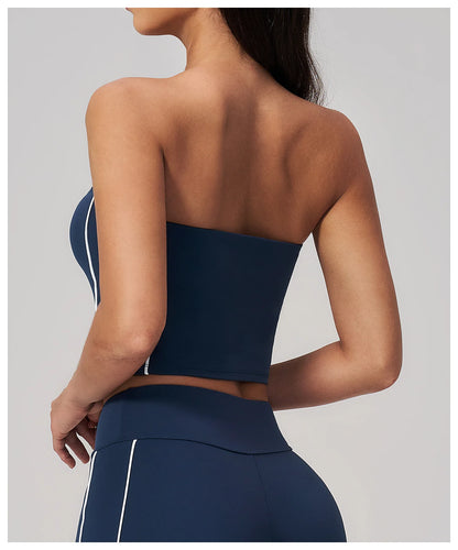 Women Summer Strapless Sports Bra Summer Running Strapless Top Shockproof Workout Bra Female Beautiful Back Bra Sexy Yoga Bra