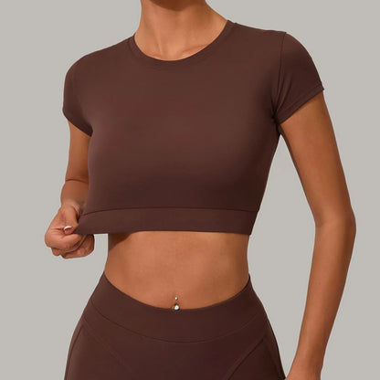 Women Yoga Top Sport T-Shirts Exercise Fitness Clothes Short Sleeve Yoga Shirt Gym Top Running Quick Drying Workout Sport Top