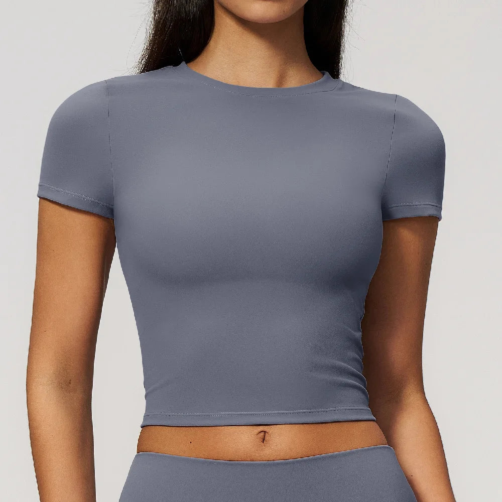 Women Yoga Top Sport T Shirts Fitness Clothes Quick-Drying Short Sleeve Yoga Shirt Gym Workout Top Running Active Wear Sport Top