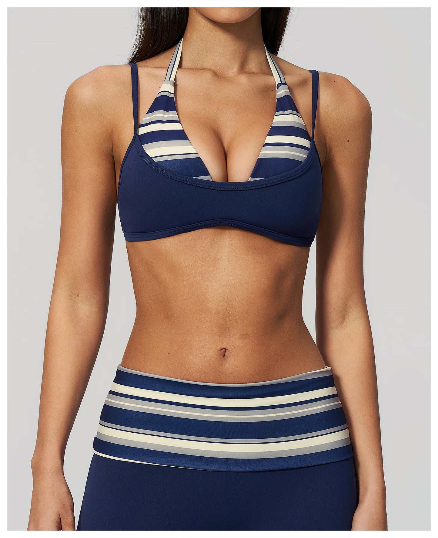 Women's Striped Yoga Bra Breathable Sports Underwear Shockproof Workout Top Sexy Polka Dot Bra Beautiful Back Sports Yoga Top