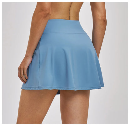 Outdoor Sports Yoga Skirt  Yoga Quick Drying A-line Skirt Women's Badminton Tennis Skirt Summer Cool and Anti Glare Lined Shorts