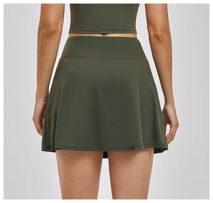 Outdoor Sports Yoga Skirt  Yoga Quick Drying A-line Skirt Women's Badminton Tennis Skirt Summer Cool and Anti Glare Lined Shorts