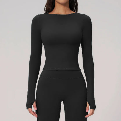Women Yoga T-shirts Fitness Sports Long Sleeve Running High Elastic Workout Shirts Gym Sports Shirts Female Crop Top Yoga Tops