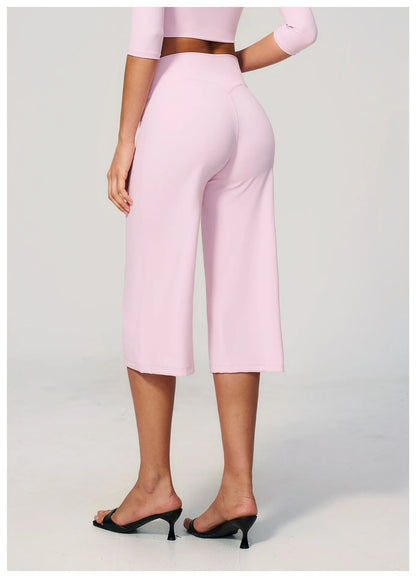Summer Sports Pants Women Capri Pants Wide Leg Yoga Cropped High Waist Workout Seven Pant Female Running Legging Fitness Shorts