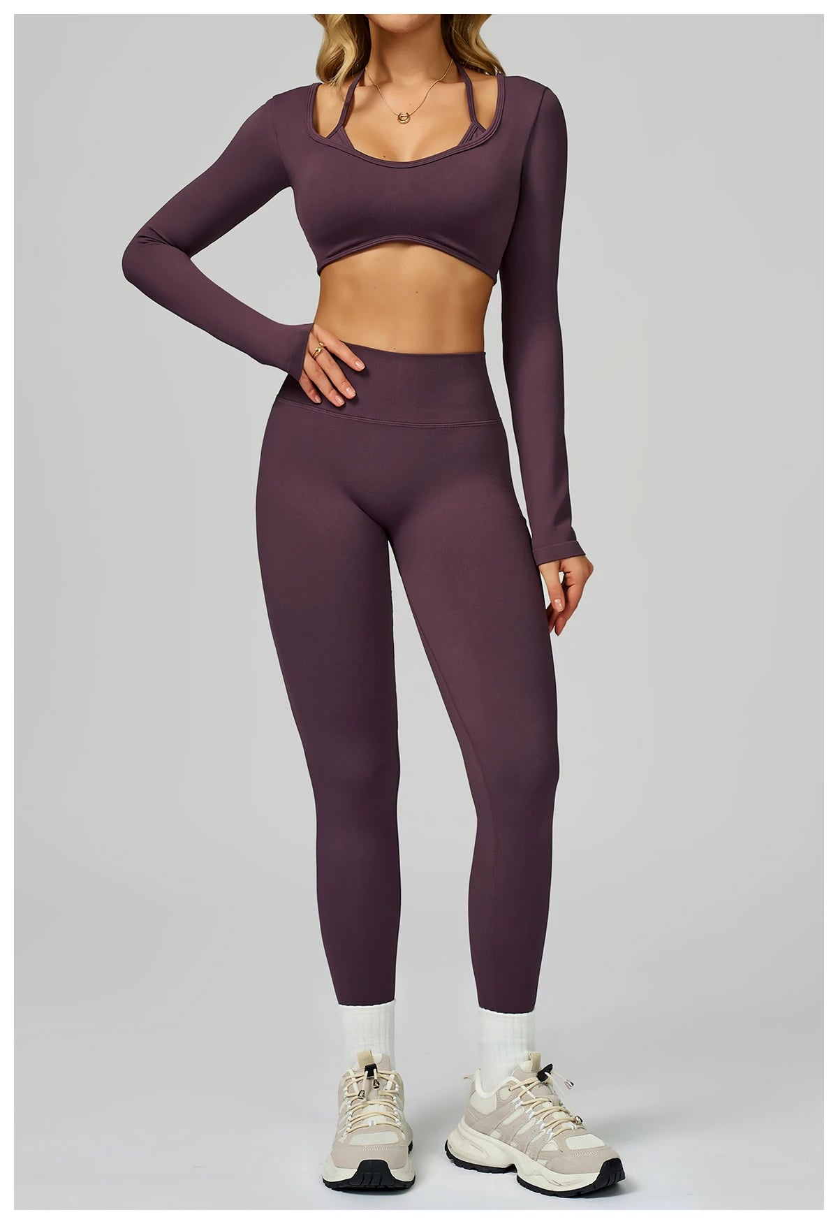 Seamless Yoga Shirts For Women Ribbed Long Sleeve Gym Clothes Fitness Running Workout Dry Fit Breathable High Elastic Sports Top