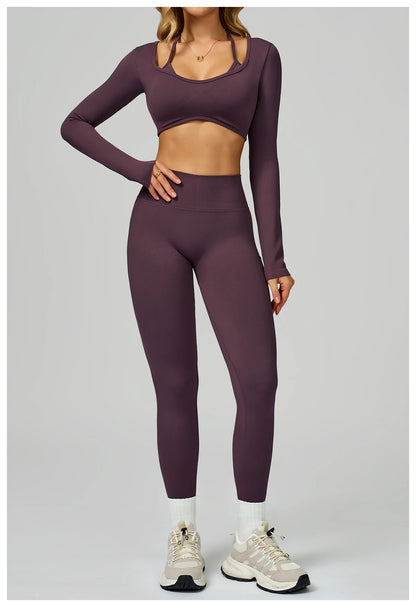 Seamless Yoga Shirts For Women Ribbed Long Sleeve Gym Clothes Fitness Running Workout Dry Fit Breathable High Elastic Sports Top