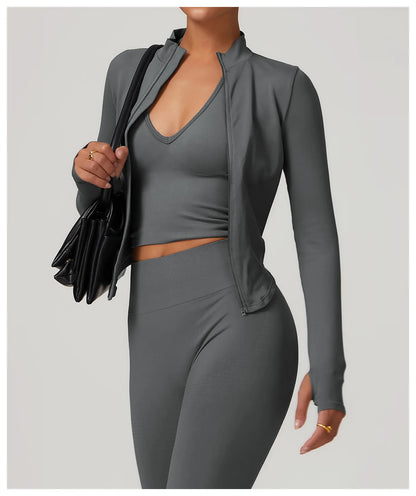 New Zipper Sports Top Women Gym Long Sleeve for Fitness Seamless Coat  Clothing Running Workout Tights Gym Tops Yoga Shirts