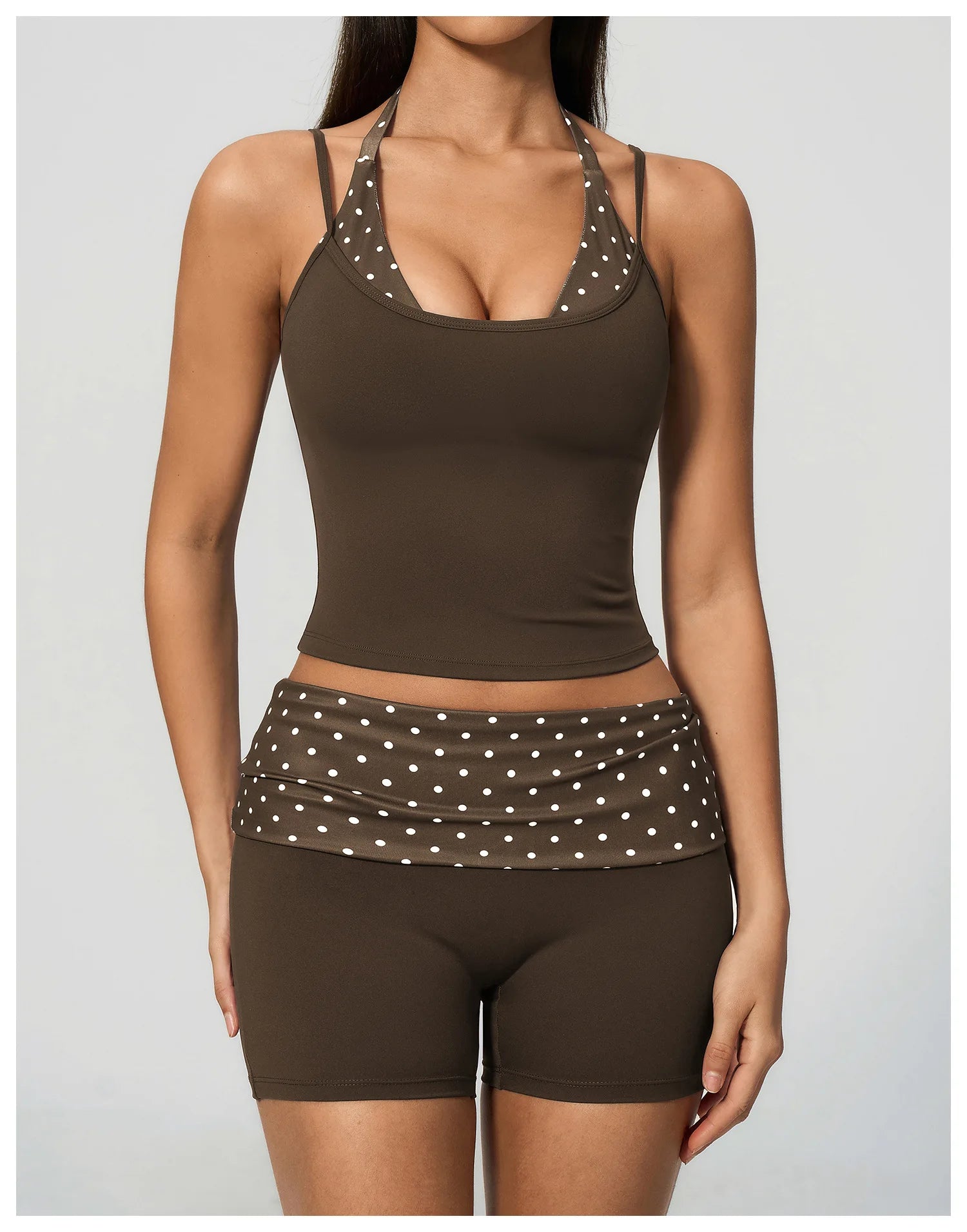 Polka Dot Yoga Tank Top Shockproof Striped Fitness Bra Gym Workout Vest Breathable Sport Top Halter Beautiful Back Sport Vest
