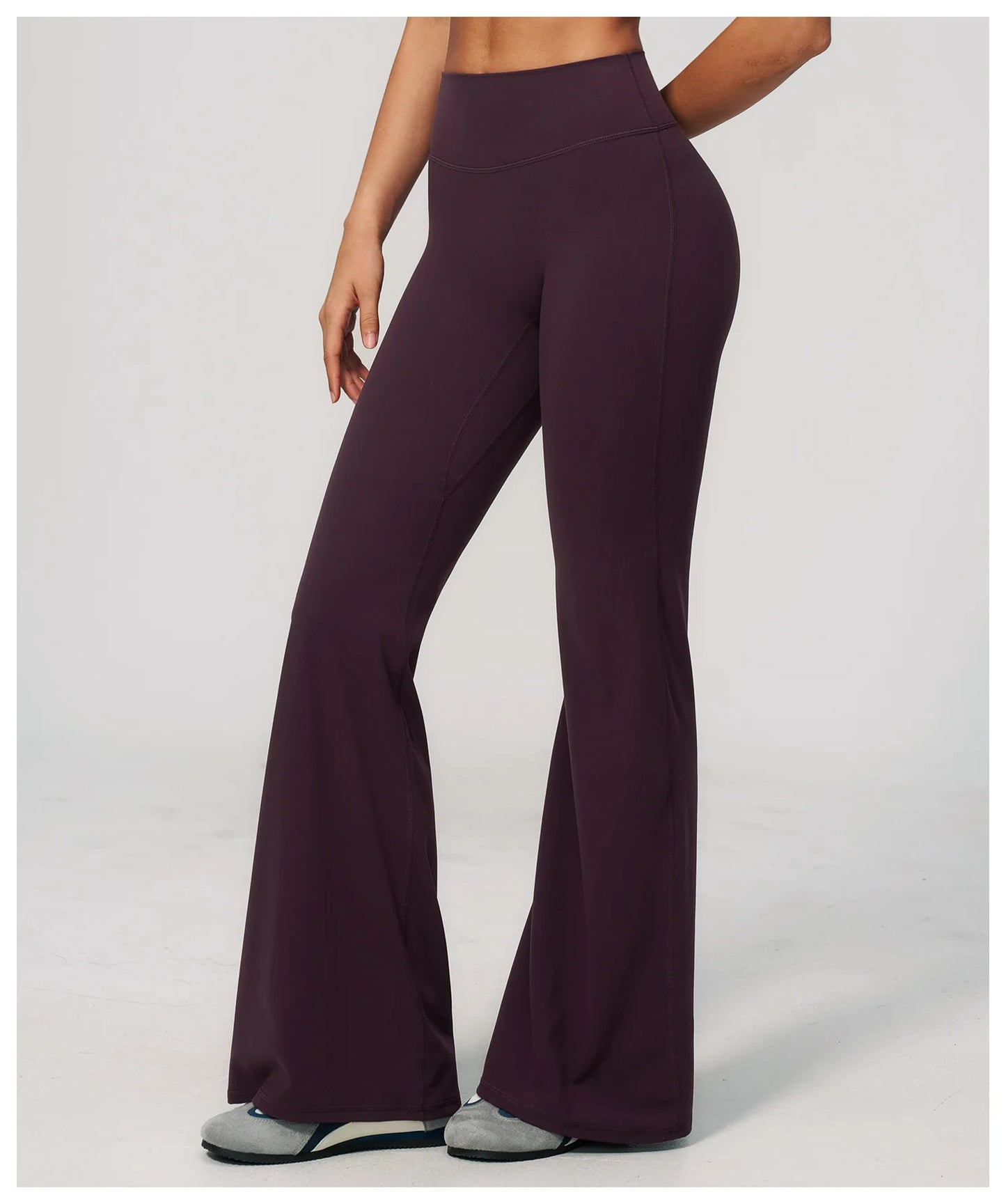 Summer Solid Color Flared Pants Women Breathable Yoga Pants High Waist Butt Lift Sports Pants Scrunch Butt Flared Trousers