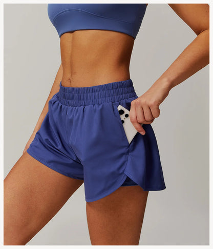 Running Shorts 2024 Summer Women Sports Shorts Lining 2 In 1 Quick-dry Yoga Shorts Breathable Fitness Shorts High Waist Fitness