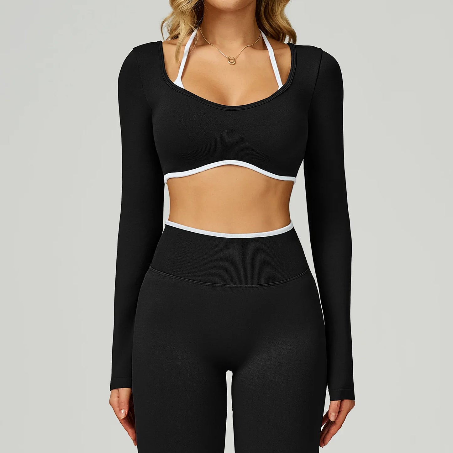 Seamless Yoga Shirts For Women Ribbed Long Sleeve Gym Clothes Fitness Running Workout Dry Fit Breathable High Elastic Sports Top