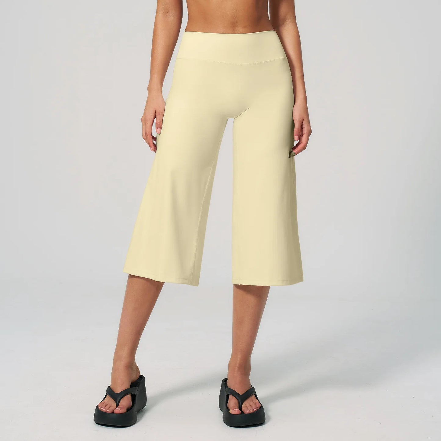 Summer Sports Pants Women Capri Pants Wide Leg Yoga Cropped High Waist Workout Seven Pant Female Running Legging Fitness Shorts