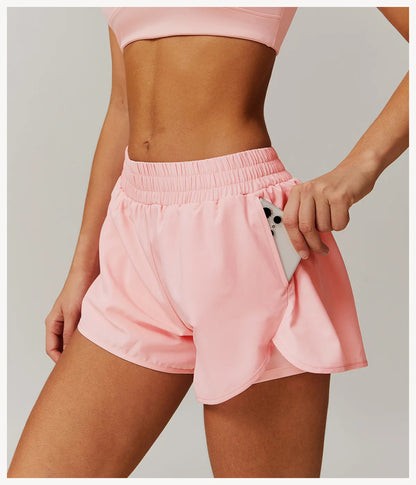 Running Shorts 2024 Summer Women Sports Shorts Lining 2 In 1 Quick-dry Yoga Shorts Breathable Fitness Shorts High Waist Fitness