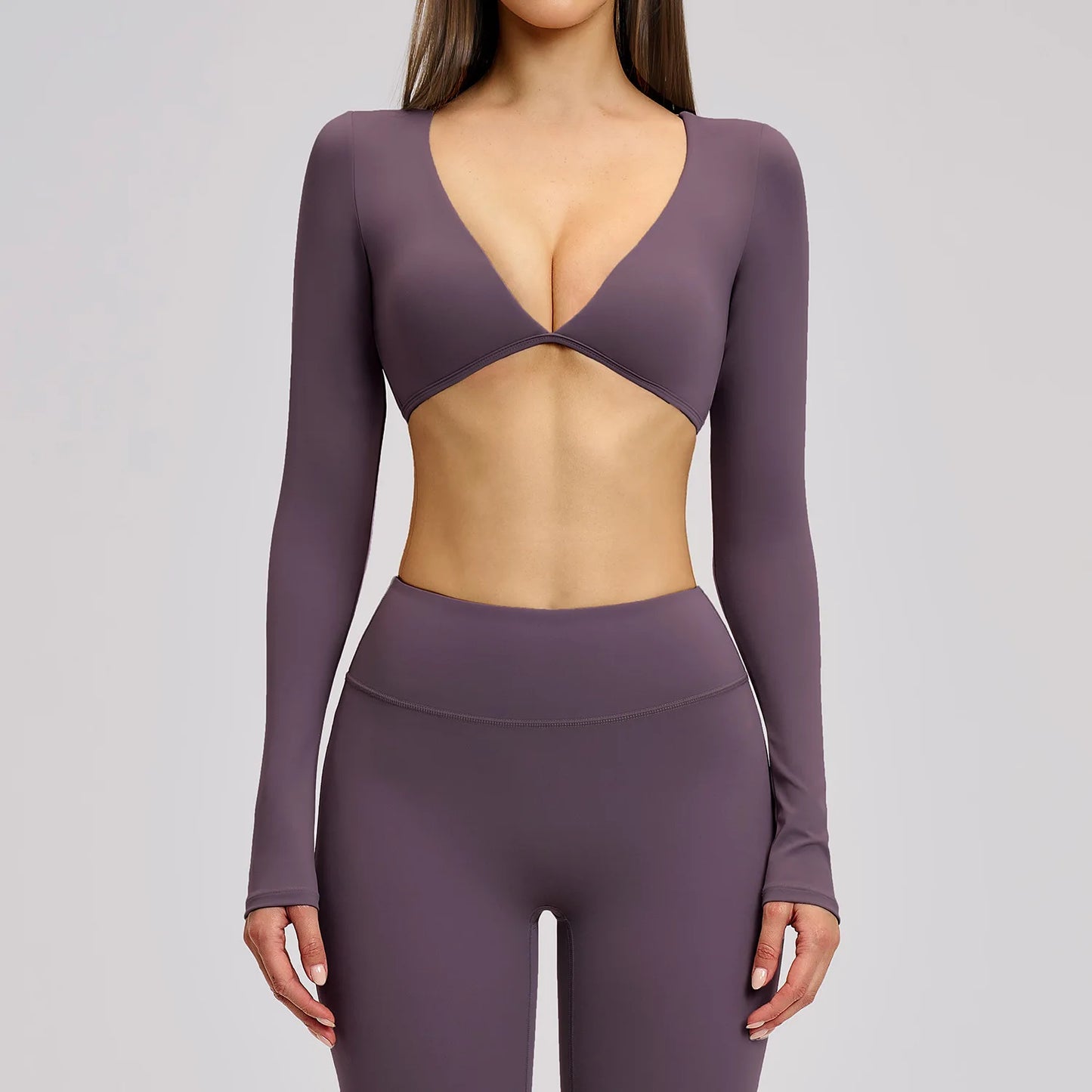 Women's Crop Tops Yoga T-shirts Solid Sports Top Long Sleeve Quick Dry Fitness Gym Sport Wear Running Shirts Sexy Exposed Navel