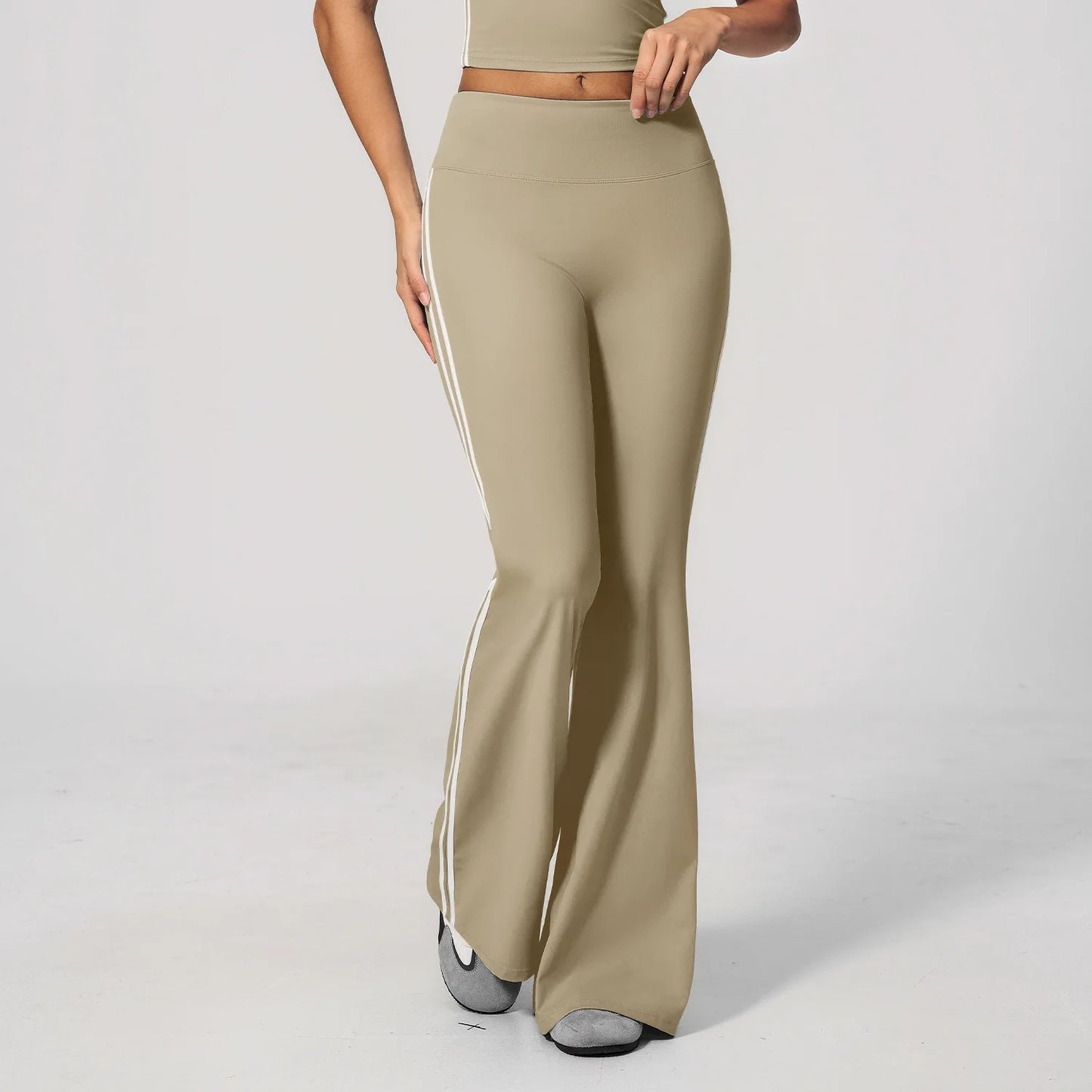 Summer Yoga Pants Women's High Waist Push Up Flared Pants Fitness Wide-Leg Pants Athletic Wear Running Workout Flared Trousers