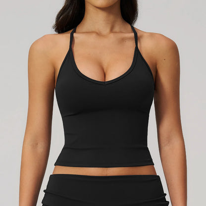 Summer Yoga Vest Women Workout Top Quick-Dry Crop Top Shockproof Gym Vest Female Running Tight Top Beautiful back Sports Tops