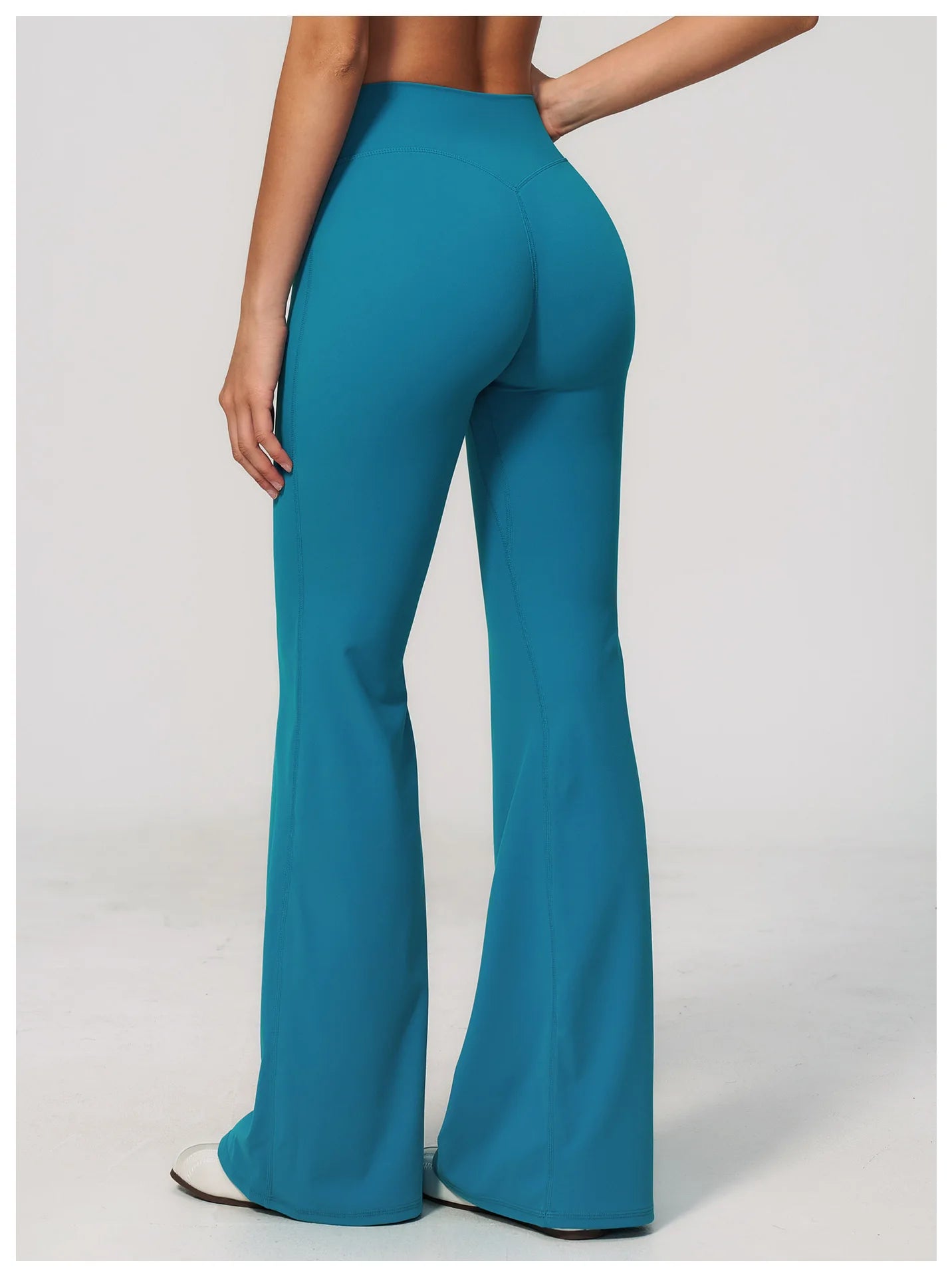 Summer Solid Color Flared Pants Women Breathable Yoga Pants High Waist Butt Lift Sports Pants Scrunch Butt Flared Trousers