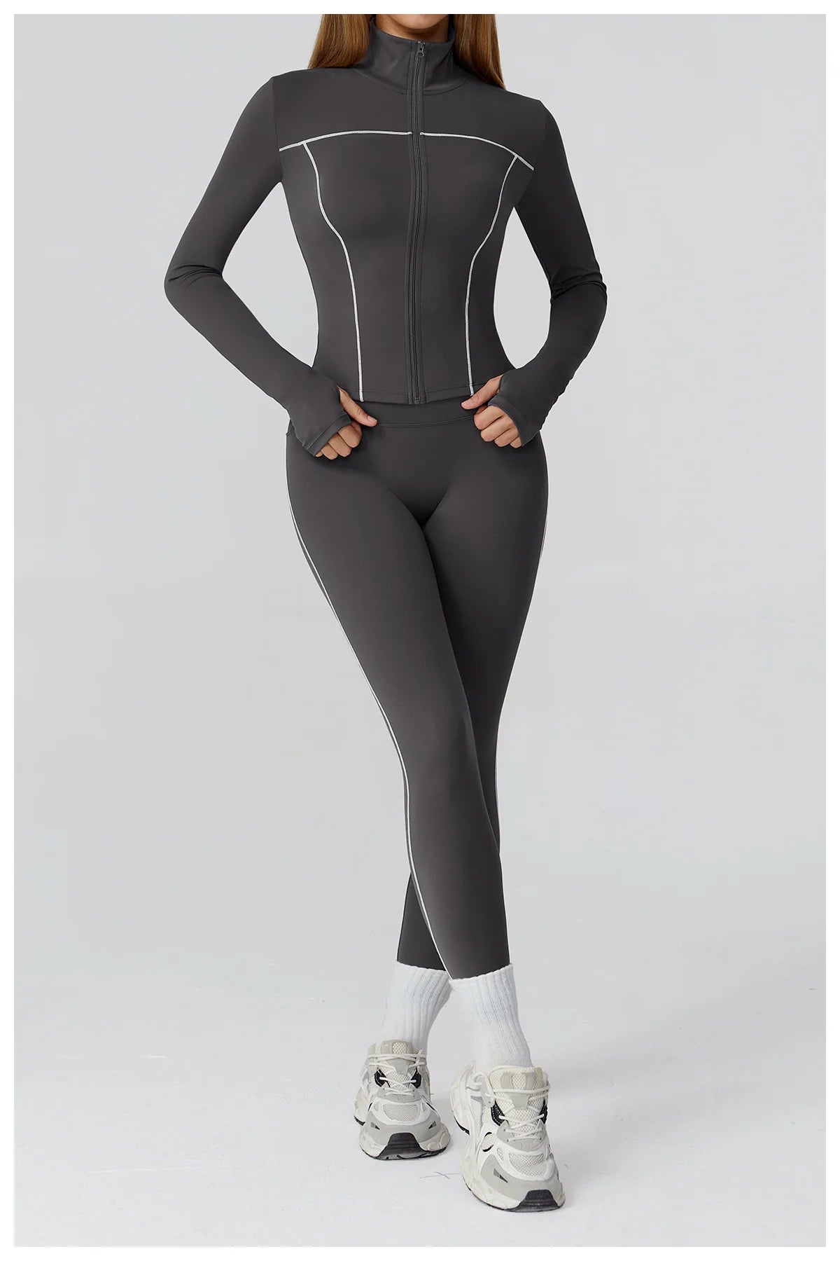 Women Zip Fitness Clothes Long Sleeve Sports Jacket Stand-up Collar Yoga Shirt Quick Dry Gym Top Outdoors Sunscreen Running Coat