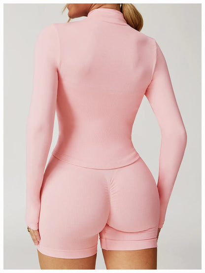 Outdoor Sports Long Sleeved Women's Slim Yoga Quick Dry Tight Fitting Quick Drying Stand Up Collar Jacket Running Fitness Jacket