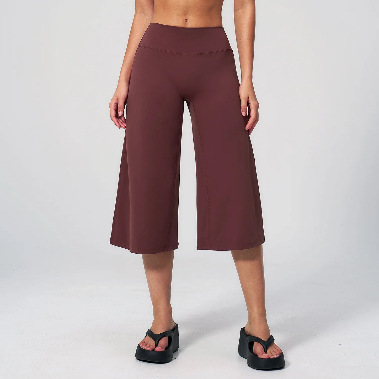 Summer Sports Pants Women Capri Pants Wide Leg Yoga Cropped High Waist Workout Seven Pant Female Running Legging Fitness Shorts