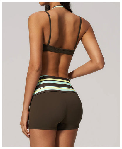 Women's Striped Yoga Bra Breathable Sports Underwear Shockproof Workout Top Sexy Polka Dot Bra Beautiful Back Sports Yoga Top