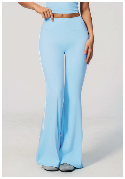 Summer Yoga Pants Women's High Waist Push Up Flared Pants Fitness Wide-Leg Pants Athletic Wear Running Workout Flared Trousers