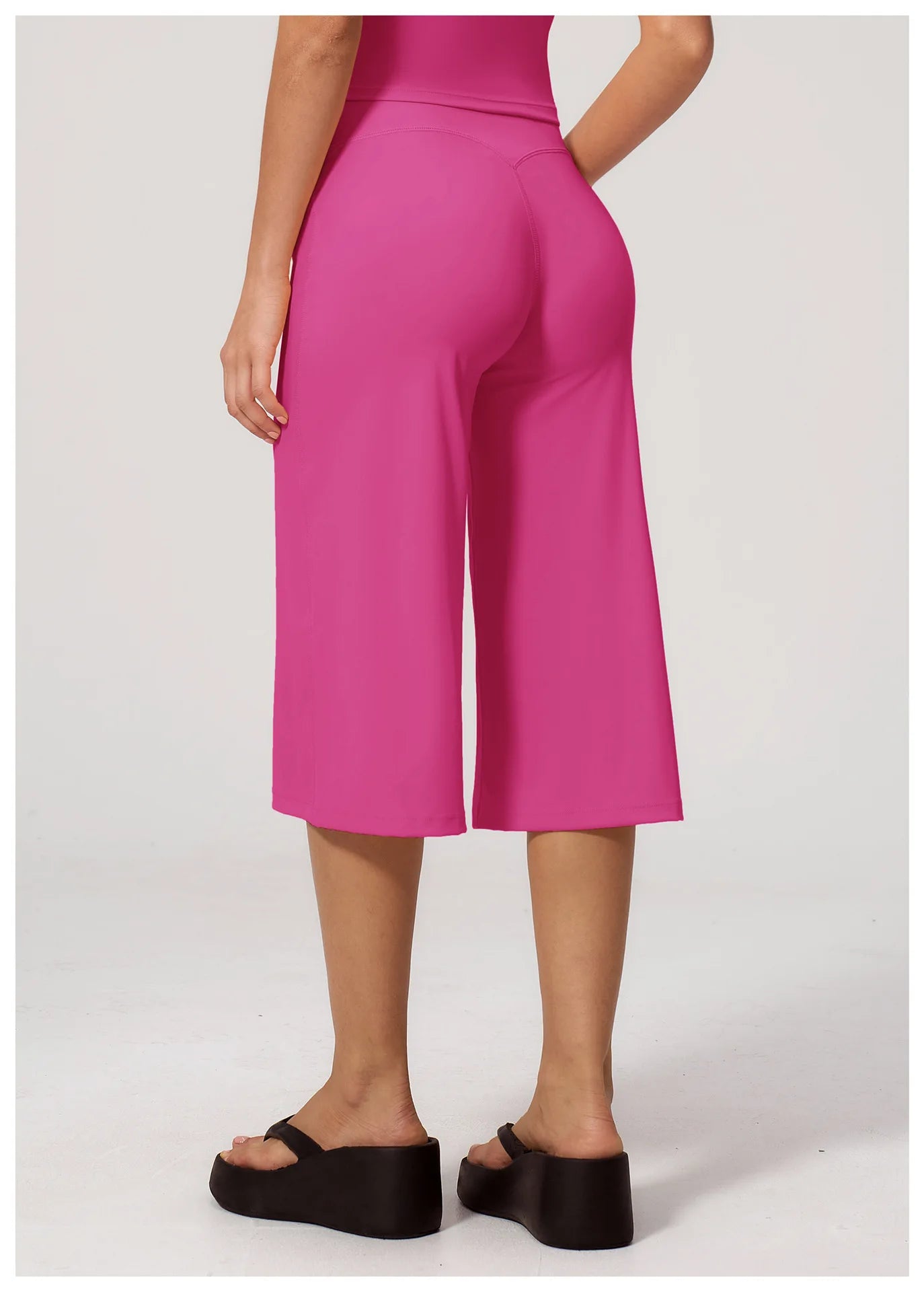 Summer Sports Pants Women Capri Pants Wide Leg Yoga Cropped High Waist Workout Seven Pant Female Running Legging Fitness Shorts
