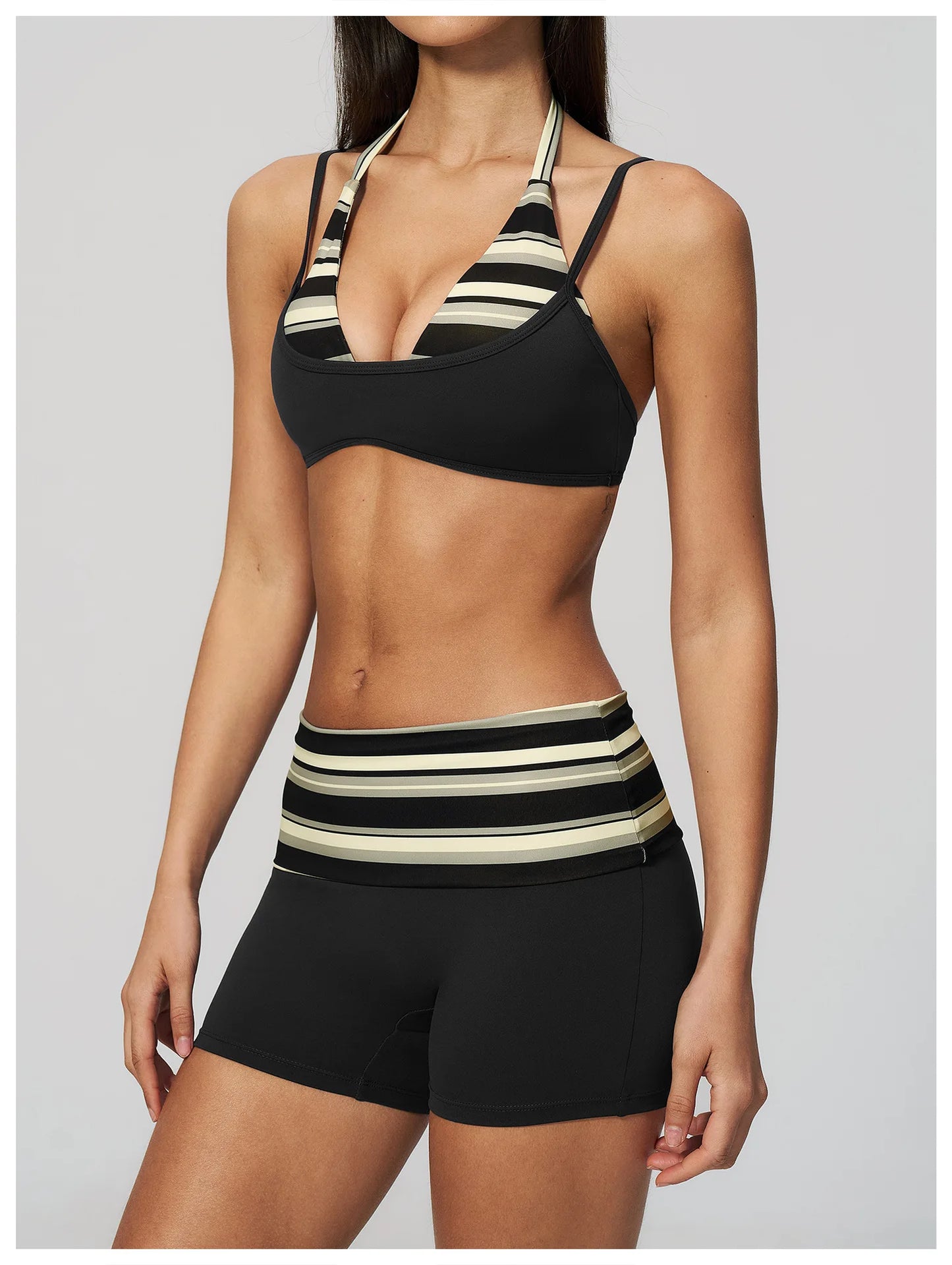 Women's Striped Yoga Bra Breathable Sports Underwear Shockproof Workout Top Sexy Polka Dot Bra Beautiful Back Sports Yoga Top