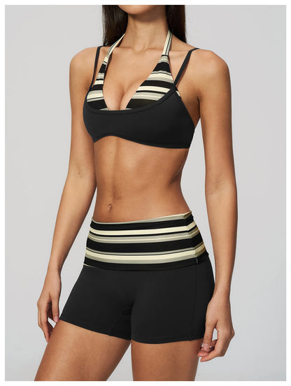Women's Striped Yoga Bra Breathable Sports Underwear Shockproof Workout Top Sexy Polka Dot Bra Beautiful Back Sports Yoga Top