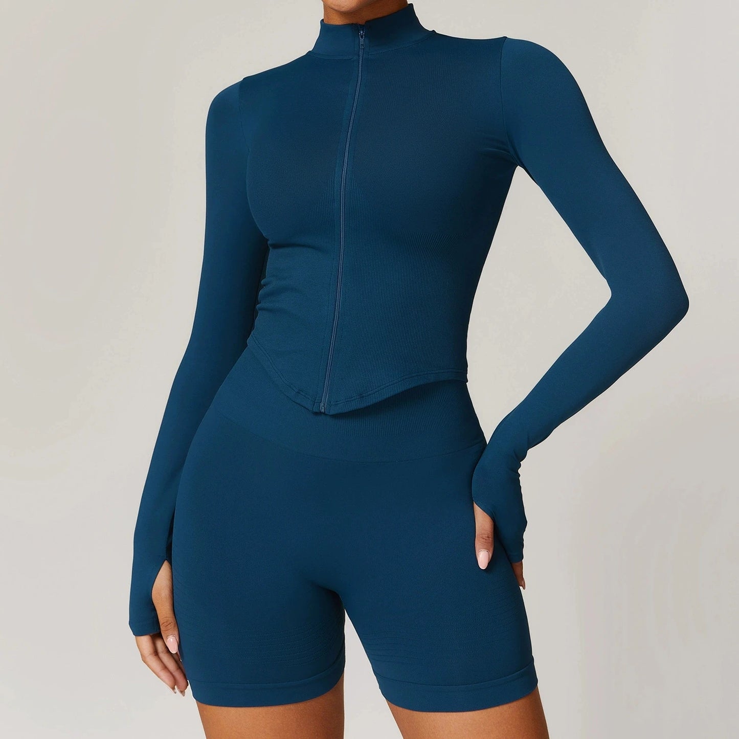 Outdoor Sports Long Sleeved Women's Slim Yoga Quick Dry Tight Fitting Quick Drying Stand Up Collar Jacket Running Fitness Jacket