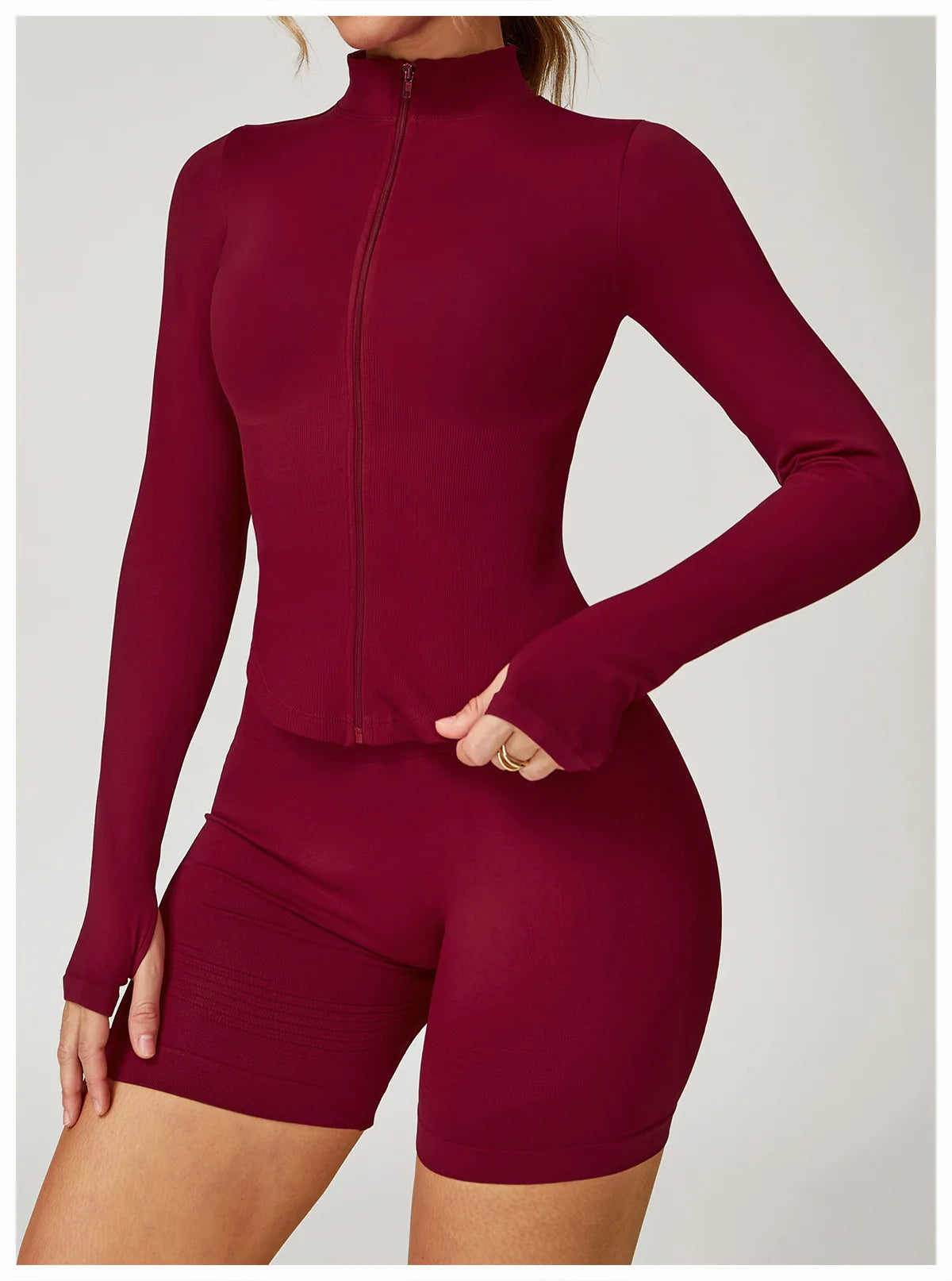 Outdoor Sports Long Sleeved Women's Slim Yoga Quick Dry Tight Fitting Quick Drying Stand Up Collar Jacket Running Fitness Jacket