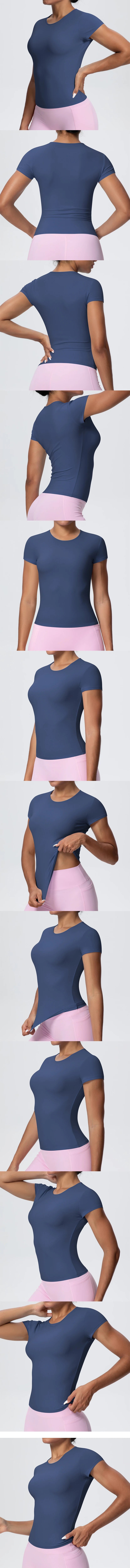 Best Selling New Models Yoga T-Short Sleeve Athletic Yoga Running Sexy Summer Gym Workout Quick Dry Stretchy Tees Tops Baselayer